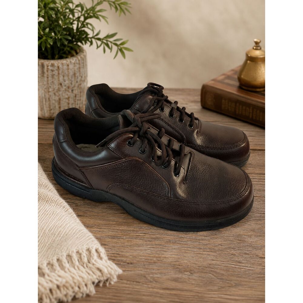 ROCKPORT Brown Leather Ridgefield Eureka Lace-Up Casual Shoes Men's Sz 11.5